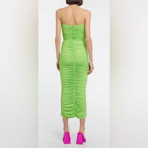 Alex Perry Everett Ruched Maxi Dress in Green Apple - Picture 4 of 16